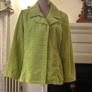 Vibrant Green Soft Textured Teddy Jacket